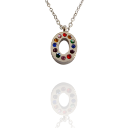 Collar con Inicial "O" en Acero Plateado Circonitas Hipoalergénico 316l