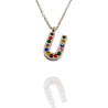 Collar con Inicial "U" en Acero Plateado Circonitas Hipoalergénico 316l