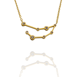 Collar con la Constelación de "Capricornio" en Acero Dorado Circonitas