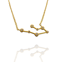 Collar con la Constelación de "Géminis" en Acero Dorado Circonitas