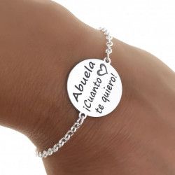 Pulsera de Abuela con mensaje "Abuela ¡Cuánto te quiero!" en Plata 925
