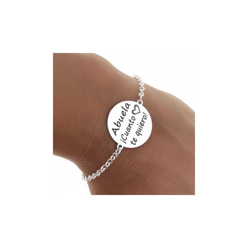 Pulsera de Abuela con mensaje "Abuela ¡Cuánto te quiero!" en Plata 925