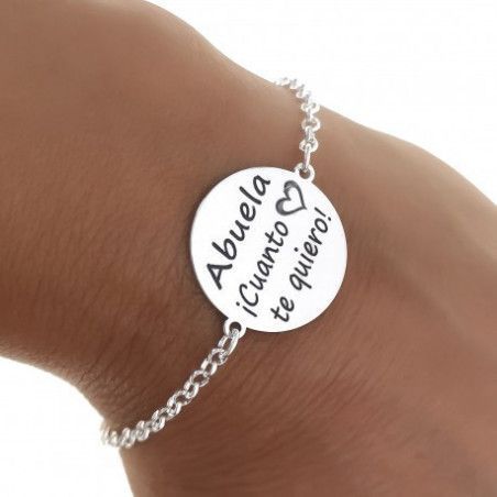 Pulsera de Abuela con mensaje "Abuela ¡Cuánto te quiero!" en Plata 925
