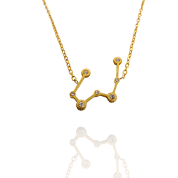Collar con la Constelación de "Tauro" en Acero Dorado Circonitas