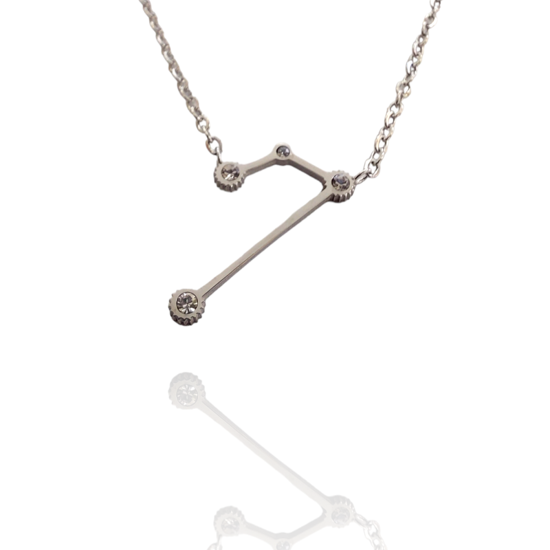 Collar con la Constelación de "Aries" en Acero Plateado Circonitas