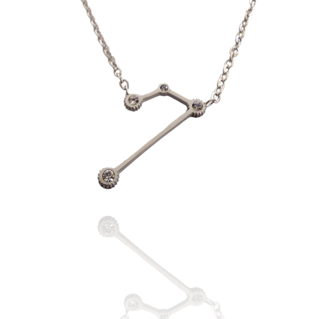 Collar con la Constelación de "Aries" en Acero Plateado Circonitas