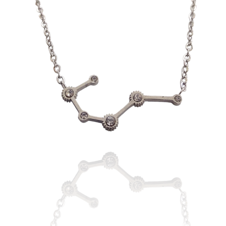 Collar con la Constelación de "Cáncer" en Acero Plateado Circonitas