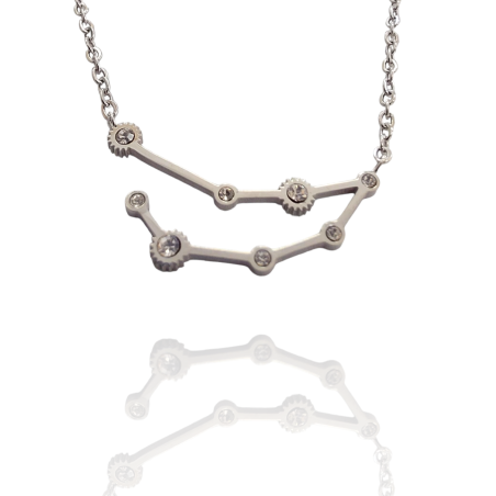 Collar con la Constelación de "Capricornio" en Acero Plateado Circonitas