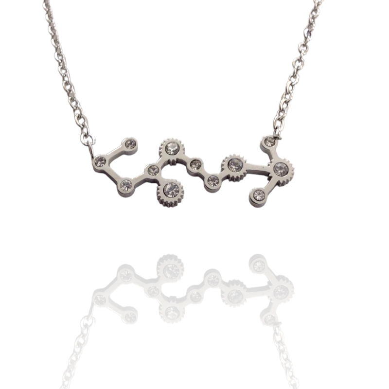 Collar con la Constelación de "Escorpio" en Acero Plateado Circonitas
