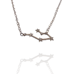 Collar con la Constelación de "Géminis" en Acero Plateado Circonitas