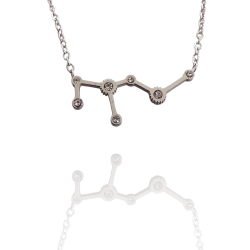 Collar con la Constelación de "Leo" en Acero Plateado Circonitas