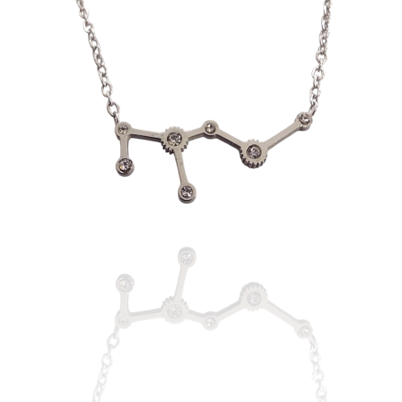 Collar con la Constelación de "Leo" en Acero Plateado Circonitas
