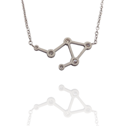 Collar con la Constelación de "Libra" en Acero Plateado Circonitas