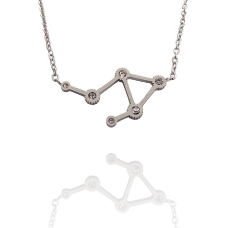 Collar con la Constelación de "Libra" en Acero Plateado Circonitas
