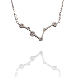 Collar con la Constelación de "Piscis" en Acero Plateado Circonitas