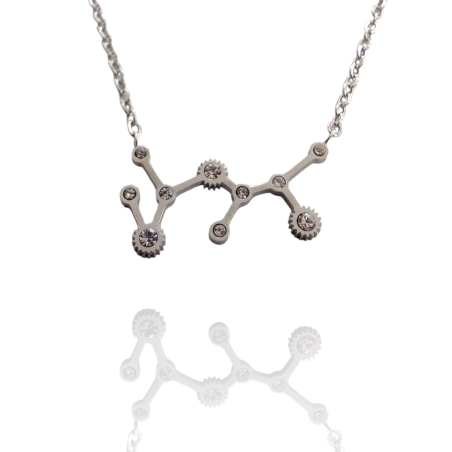 Collar con la Constelación de "Sagitario" en Acero Plateado Circonitas