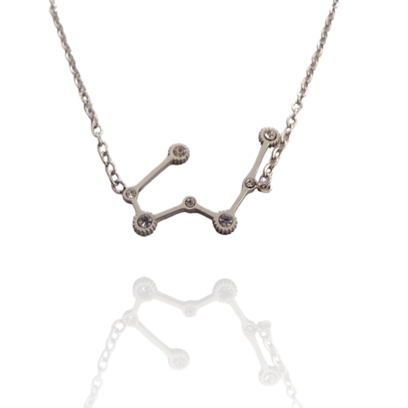 Collar con la Constelación de "Tauro" en Acero Plateado Circonitas