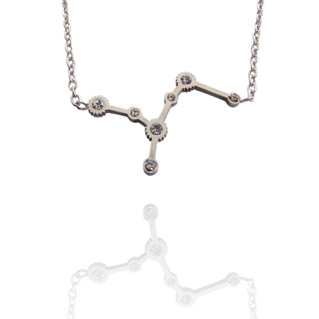 Collar con la Constelación de "Virgo" en Acero Plateado Circonitas