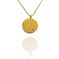 Collar Horóscopo de "Aries" en Disco de Acero Dorado Liso