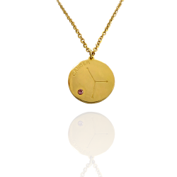 Collar Horóscopo de "Cáncer" en Disco de Acero Dorado Liso