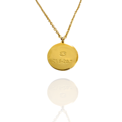 Collar Horóscopo de "Cáncer" en Disco de Acero Dorado Liso