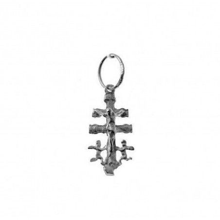 Colgante Cruz de Caravaca Pequeña en Plata de Ley 925mls