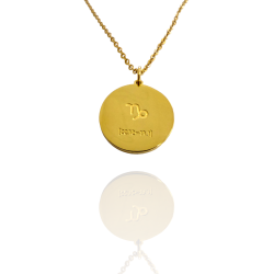 Collar Horóscopo de "Capricornio" en Disco de Acero Dorado Liso