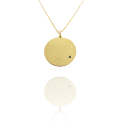Collar Horóscopo de "Escorpio" en Disco de Acero Dorado Liso