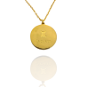 Collar Horóscopo de "Géminis" en Disco de Acero Dorado Liso