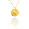 Collar Horóscopo de "Leo" en Disco de Acero Dorado Liso