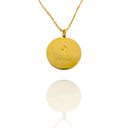 Collar Horóscopo de "Leo" en Disco de Acero Dorado Liso