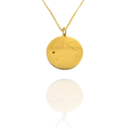 Collar Horóscopo de "Libra" en Disco de Acero Dorado Liso
