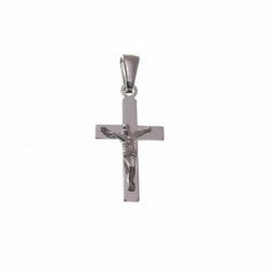 Colgante de Cruz Con Cristo Lisa en Plata de Ley 925mls