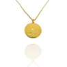Collar Horóscopo de "Piscis" en Disco de Acero Dorado Liso