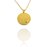 Collar Horóscopo de "Piscis" en Disco de Acero Dorado Liso