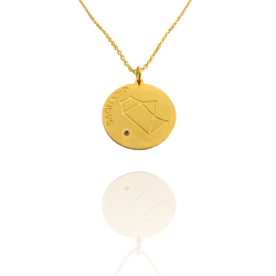 Collar Horóscopo de "Sagitario" en Disco de Acero Dorado Liso