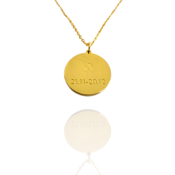 Collar Horóscopo de "Sagitario" en Disco de Acero Dorado Liso