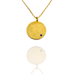 Collar Horóscopo de "Tauro" en Disco de Acero Dorado Liso