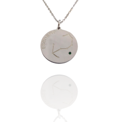 Collar Horóscopo de "Escorpio" en Disco de Acero Plateado Liso
