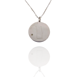 Collar Horóscopo de "Géminis" en Disco de Acero Plateado Liso