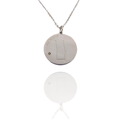Collar Horóscopo de "Géminis" en Disco de Acero Plateado Liso