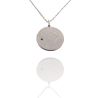 Collar Horóscopo de "Libra" en Disco de Acero Plateado Liso