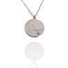 Collar Horóscopo de "Piscis" en Disco de Acero Plateado Liso