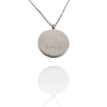 Collar Horóscopo de "Piscis" en Disco de Acero Plateado Liso