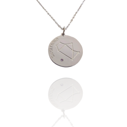Collar Horóscopo de "Sagitario" en Disco de Acero Plateado Liso