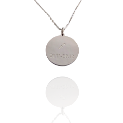 Collar Horóscopo de "Sagitario" en Disco de Acero Plateado Liso
