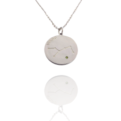 Collar Horóscopo de "Virgo" en Disco de Acero Plateado Liso