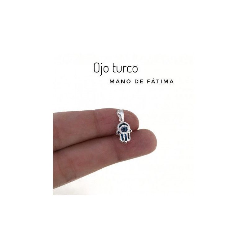 Colgante Amuleto de Ojo Turco con Mano de Fátima en Plata de Ley 925