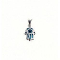 Colgante Amuleto de Ojo Turco con Mano de Fátima en Plata de Ley 925