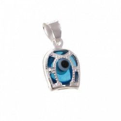 Colgante Amuleto de Ojo Turco con Herradura en Plata de Ley 925mls